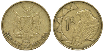 Намибия 1 доллар 1996 орел KM 4 латунь 4163-1056