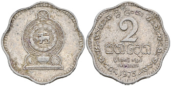 Шри-Ланка 2 цента 1975 KM 138 алюминий 84-1555