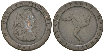 Остров Мэн 1/2 пенни 1813 Георг III KM 10 медь 441-1144