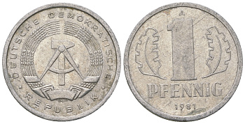 ГДР 1 пфенниг 1981 А KM 8.2 алюминий 4623-427