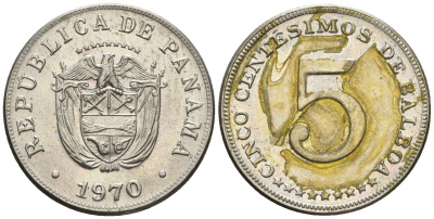 Панама 5 сентесимо 1970  KM 23.2 медно-никель    85-625