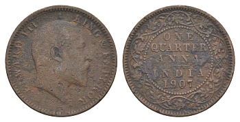 Британская Индия 1/4 анны 1907 Эдуард VII (1901-1910) KM 502 бронза 75-1836