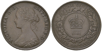 Нью-Брансуик, Канада 1 цент 1861 Виктория (1837-1901) KM 6 бронза 85-1243