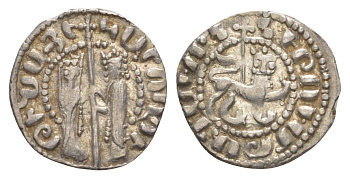 Киликийская Армения трам 1226-1271 Хетум I и царица Забель, держат крест/лев с патриаршим крестом  серебро    1516-243