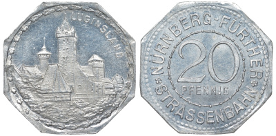 Нюрнберг 20 пфеннигов ND нотгельд Люгенсленд алюминий 51-1043