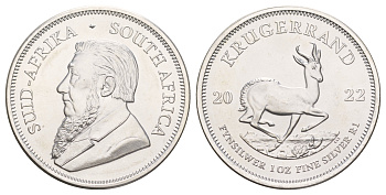 ЮАР 1 ранд 2022 Крюгеррэнд KM 691 серебро BU 11-269-12