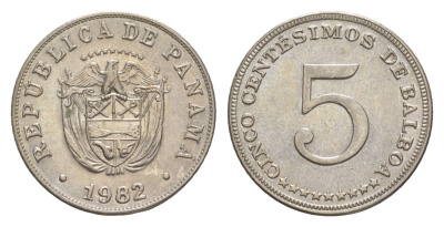 Панама 5 сентесимо 1982 KM 23.2 медно-никель UNC 4643-1255