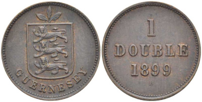Гернси 1 дабл (дубль) 1899 H KM 10 бронза 3851-1014
