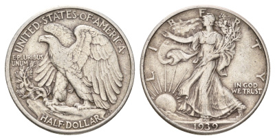 США 1/2 доллара (50 центов) 1939 KM 142 серебро 4127-2135