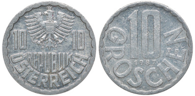 АВСТРИЯ 10 ГРОШЕЙ 1987 KM 2878 алюминий 72-1411