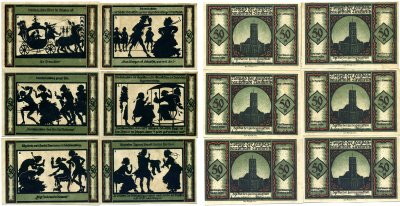 НОЙШТРЕЛИЦ НАБОР ИЗ 6 БАНКНОТ ПО 50 ПФЕННИГОВ 1921 1 ОКТЯБРЯ 1921, НОТГЕЛЬД, ЗЕМЛЯ МЕКЛЕНБУРГ-ПЕРЕДНЯЯ ПОМЕРАНИЯ, ПОЛНЫЙ КОМПЛЕКТ Grabowski 969.3 бумага 2193-3-1-1