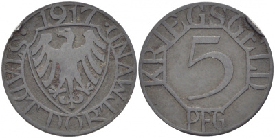 ДОРТМУНД 5 ПФЕННИГОВ 1917 НОТГЕЛЬД цинк 3856-1013