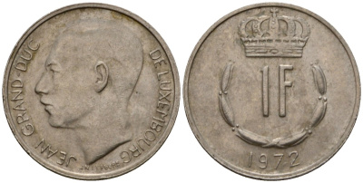 Люксембург 1 франк 1972 Великий герцог Жан (1964-1999) KM 55 медно-никель 4603-1124