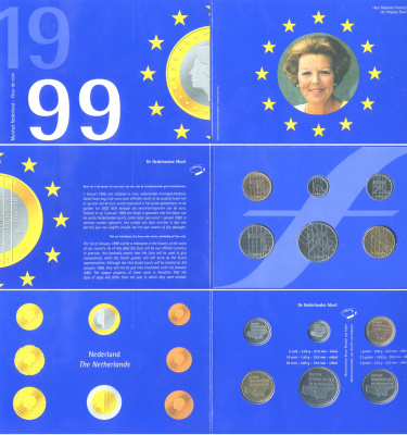 Нидерланды набор из 6 монет 1999 в оригинальном буклете    UNC  1-6-1-17