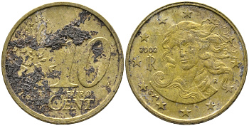 Франция 10 евроцентов 2002 KM 1285 латунь 99-1137
