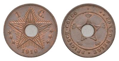 Бельгийское Конго 1 сантим 1910 Альберт I (1909-1934) KM 15 медь 1519-523