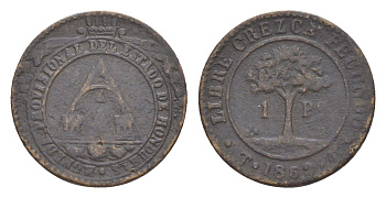 Гондурас 1 песо 1862 KM 24 медь 1521-735