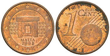 Мальта 1 евроцент 2008 F KM 125 сталь плакированная медью 4136-932