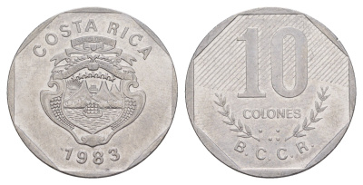 Коста-Рика 10 колон 1983 KM 215.1 нержавеющая сталь 4656-957
