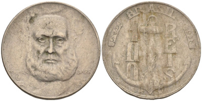 Бразилия 100 рейс 1938 Маркиз Тамандаре KM 536 медно-никель 4115-643