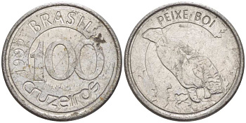 БРАЗИЛИЯ 100 КРУЗЕЙРО 1992 РЕФОРМА 1990-1993, ЛАМАНТИН KM 623 нержавеющая сталь 4392-1144