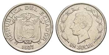Эквадор 1 сукре 1937 KM 78.1 никель 4641-627