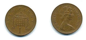 Великобритания 1 пенни 1971 Елизавета II (1952-2022) KM 915, Spink 4237 (B1) бронза 4110-743