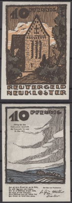 Нойклостер 10 пфеннигов 1921 DeNG 2 0951.1-1/3 бумага UNC (пресс) 8592-10-1-2