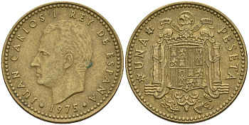 Испания 1 песета 1975 (78) Хуан Карлос I (1975-2014) KM 806 алюминиевая бронза 4604-153