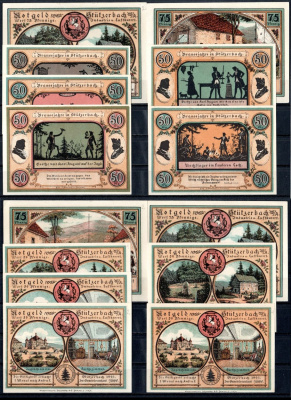 Штютцербах (Тюрингия) полный набор из 7 нотгельдов (50 и 75 пфеннигов) 1921 Mehl Grabowski 1287.1 бумага UNC (пресс) 7556-62-3-2
