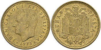 Испания 1 песета 1975 (76) Хуан Карлос I (1975-2001) KM 806 алюминиевая бронза 4155-425