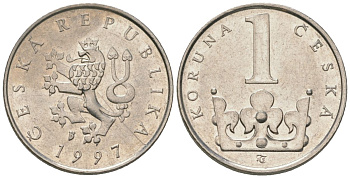 Чехия 1 крона 1997 b’ KM 7 сталь плакированная никелем aUNC 4516-324