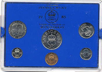Швеция набор монетного двора из 6 монет 1983 в пластике, Карл XVI Густав (1973- ) KM MS27 UNC 5-4-2-68