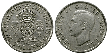 Великобритания 2 шиллинга (флорин) 1948 Георг VI (1936-1952) KM 865, Spink 4102 медно-никель 4381-1126