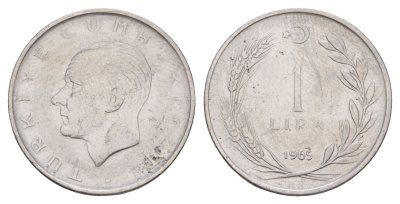 Турция 1 лира 1965 Мустафа Кемаль Ататюрк KM 889a.1 нержавеющая сталь 4654-351