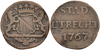 Утрехт (Utrecht), Нидерланды 1 дуит 1767 KM 91 медь 4577-235