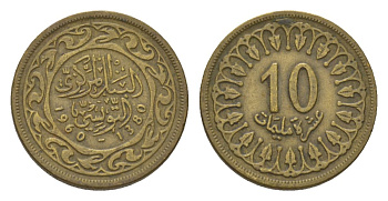 Тунис 10 миллимов 1960 KM 306 латунь 4627-138