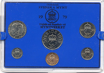 Швеция набор монетного двора из 6 монет 1979 в пластике Карл XVI Густав (1973- ) KM MS11 UNC 5-4-2-88