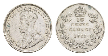 Канада 10 центов 1932 Георг V (1910-1936) KM 23a серебро 3711-1815