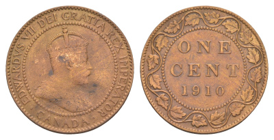 Канада 1 цент 1910 Эдуард VII (1901-1910) KM 8 бронза 4654-1231