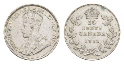 Канада 10 центов 1932 Георг V (1910-1936) KM 23a серебро 3711-1815