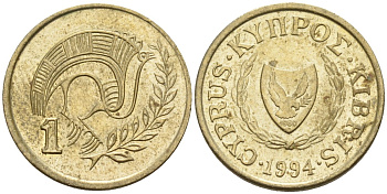 Кипр 1 цент 1994 KM 53.3 никель латунь 4174-1152