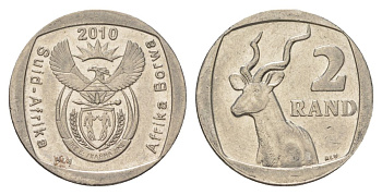 ЮАР 2 ранда 2010 KM 498 медь плакированная никелем 4628-253