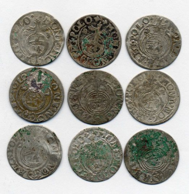 ПОЛЬША ЛОТ ИЗ 9 МОНЕТ В ПОЛТАРАК XVII век серебро M12-2-8