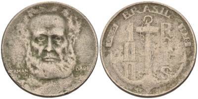 Бразилия 100 рейс 1938 Маркиз Тамандаре KM 536 медно-никель 4115-644