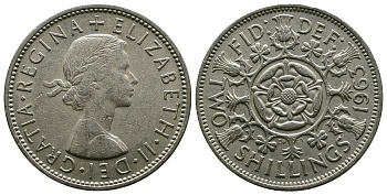 Великобритания 2 шиллинга (флорин) 1963 Елизавета II (1952-2022) KM 906, Spink 4146 медно-никель 4382-434