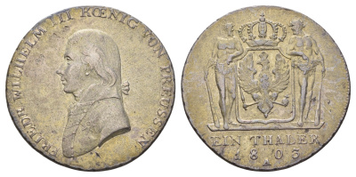 Пруссия 1 талер 1803 A, Фридрих Вильгельм III (1797-1840) KM 368, J 29, C 113, Dav GT II 2603 серебро 00-814-04
