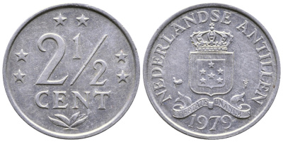 Нидерландские Антильские острова (Нидерландские Антилы) 2 1/2 цента 1979 Юлиана (1948-1980) KM 9а алюминий 177-942