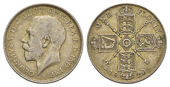 Великобритания 1 флорин = 2 шиллинга 1920 Георг V (1910-1936) KM 817a, Spink 4022 серебро 1520-1423