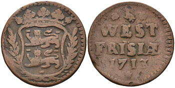 Западная Фризия (West Frisia), Нидерланды 1 дуит 1713 KM 100 медь 4577-217